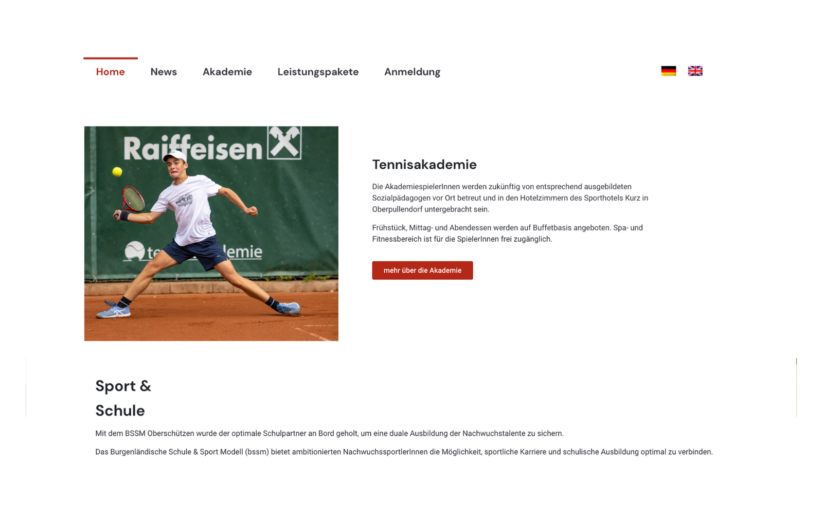 Thiem Academy Website Vorher
